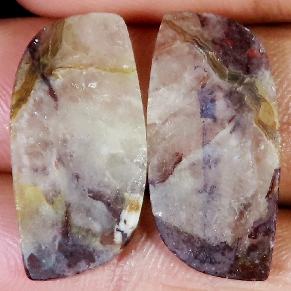 21.25 Ct Natural Crazy Lace Agate Pair Fancy Cabochon Gemstone Jewelry 12x25x3mm