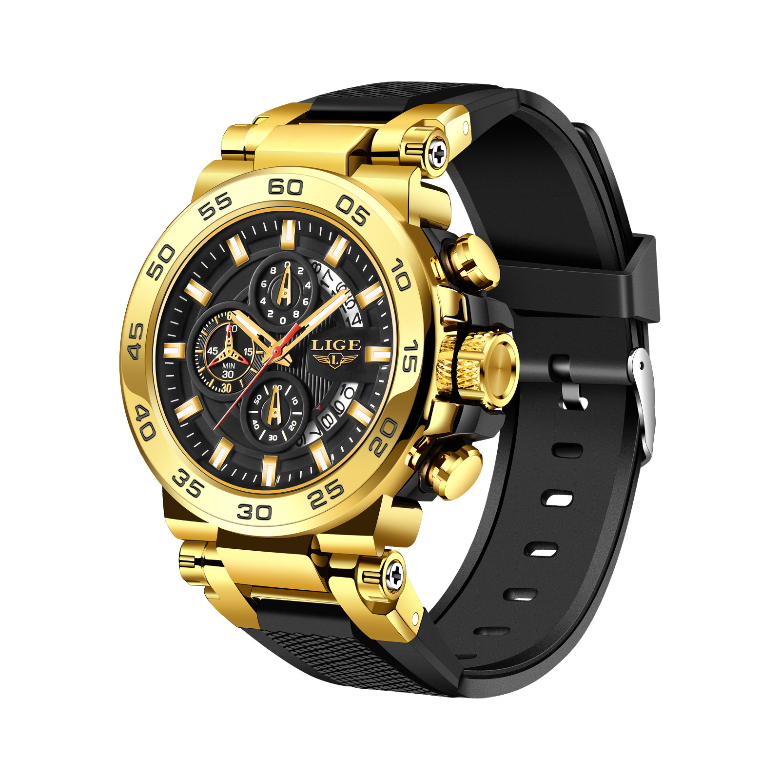 Men Quartz Watch Big Dial Luminous Date 5ATM Waterproof Sport Boy Man Wristwatch