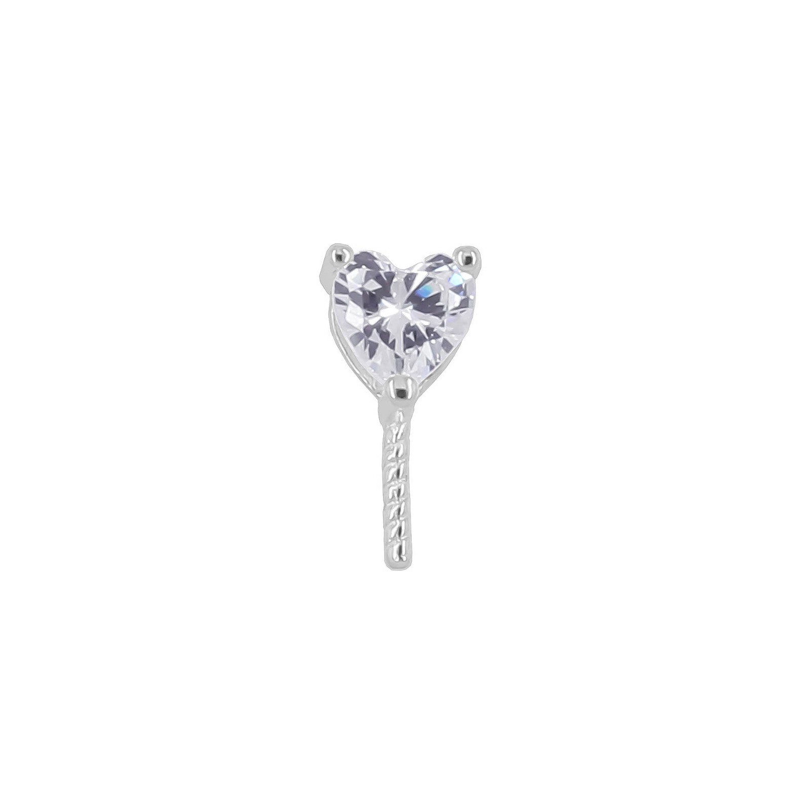 Sterling Silver CZ Heart Pearl Pendant Bail with Glue In Pin #51038