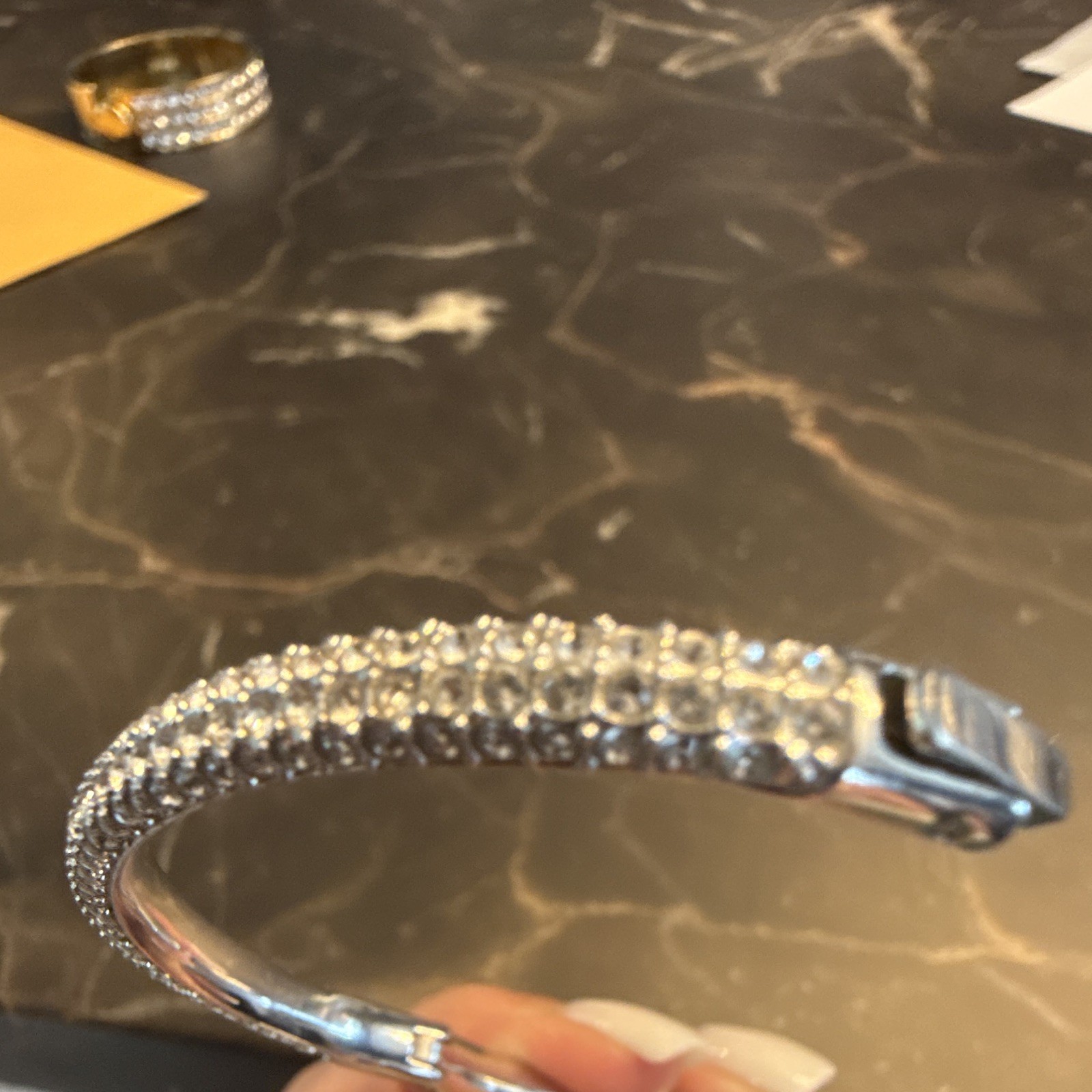 Swarovski Sublima bangle Snow pavé, White, Rhodium plated – Size Small