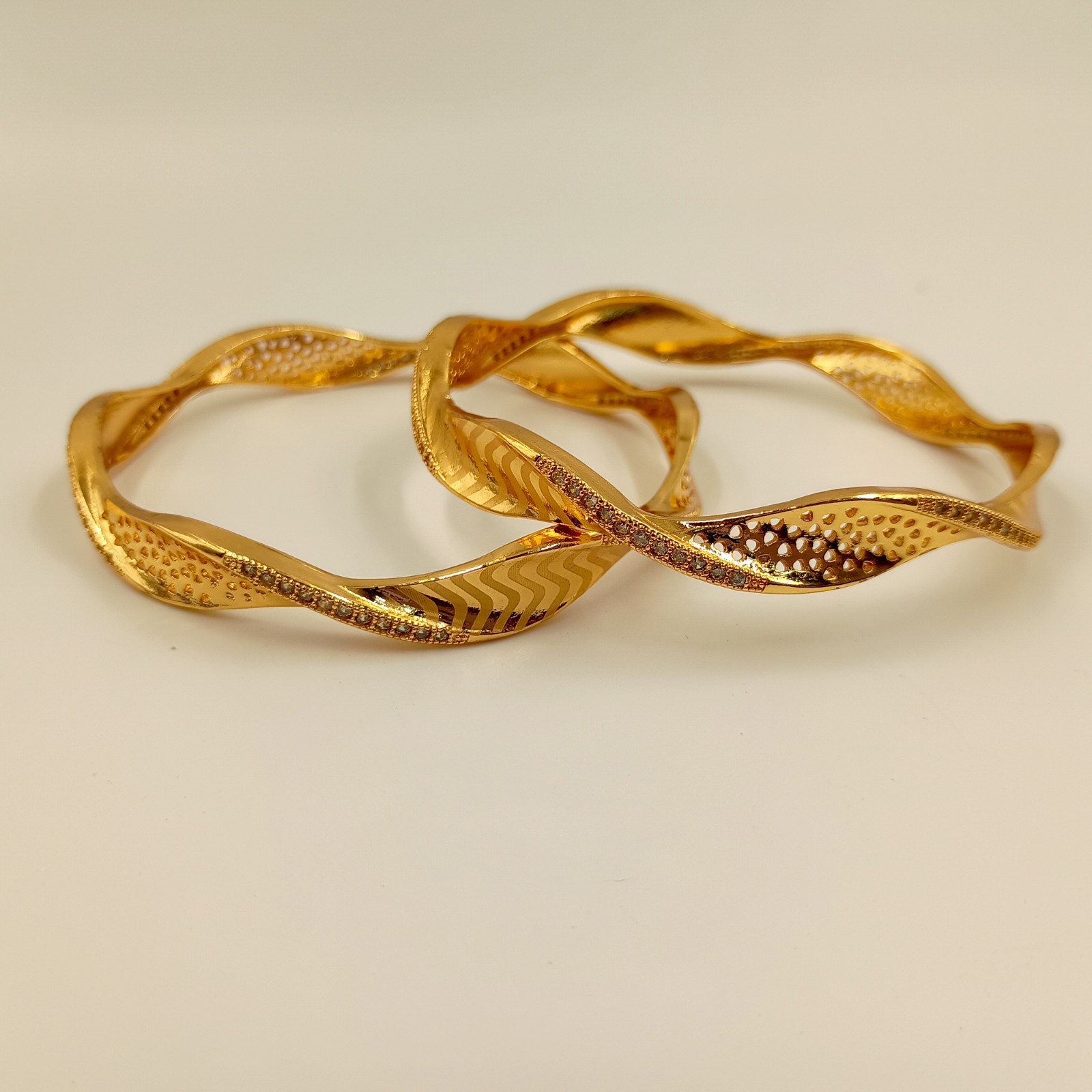 Stunning CZ Bangle Set 22k Rose Gold Plated Fashion Jewelry for Women & Girls