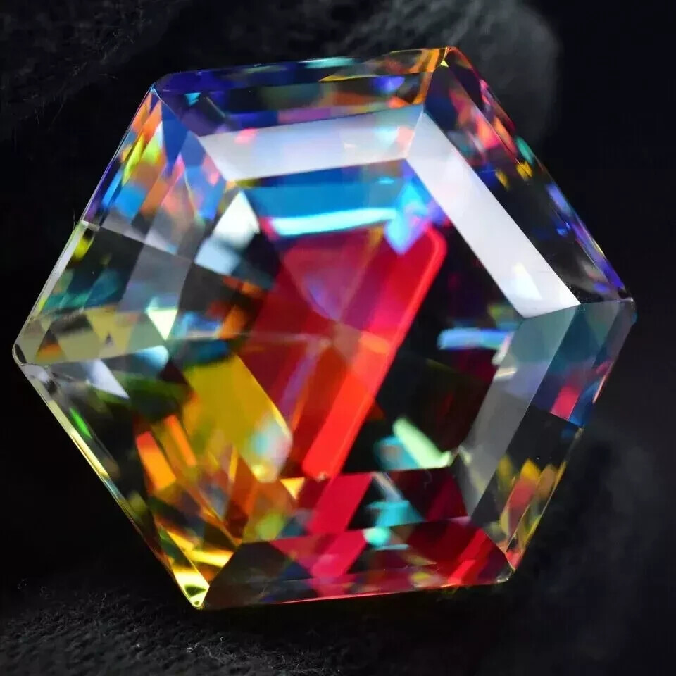 97 Ct Multicolor Certified Natural Mystic Hexagon Cut Loose Gemstone