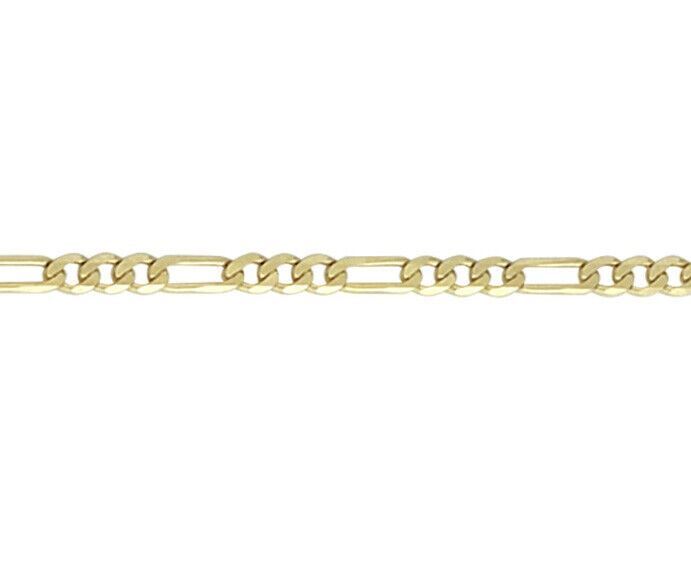 9ct Yellow Gold 3.2mm Figaro 3+1 Fancy 8.5″ / 21cm Bracelet (G80FG)