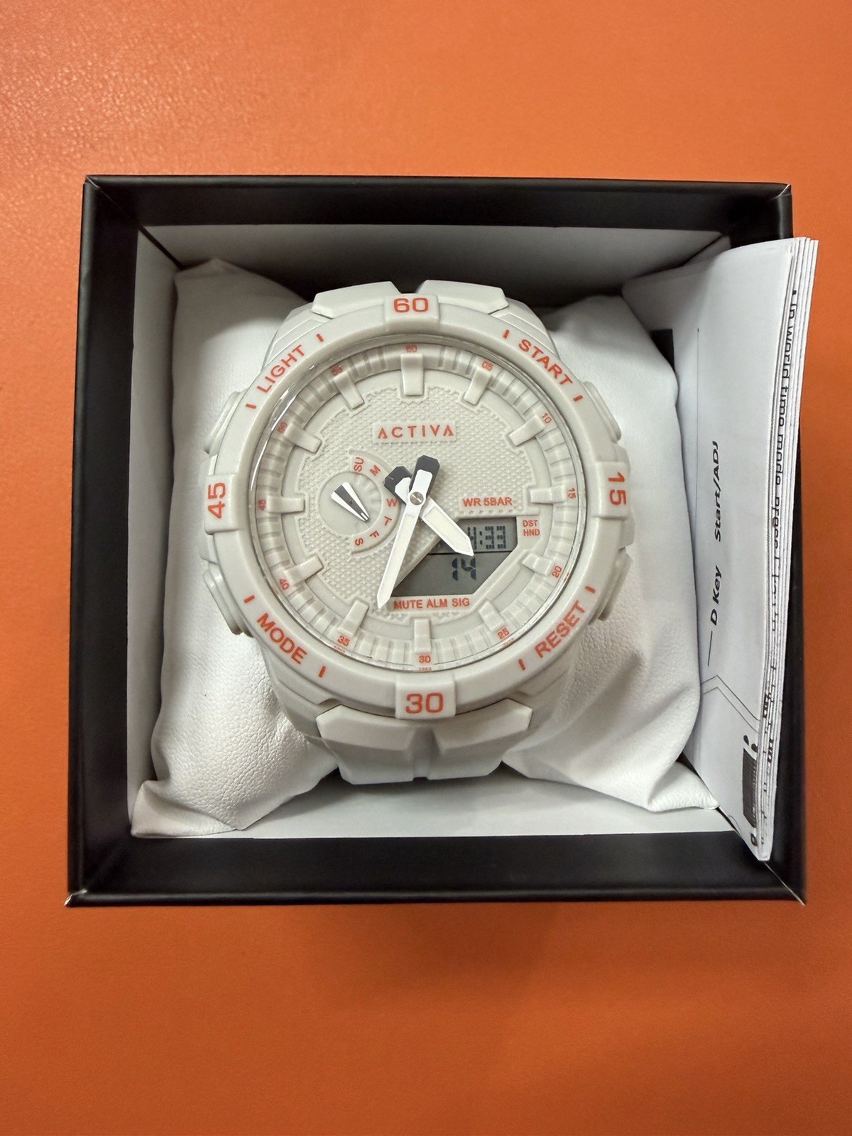 Activa ACW2583-002 White Analog Digital Sport Watch Alarm New in Box
