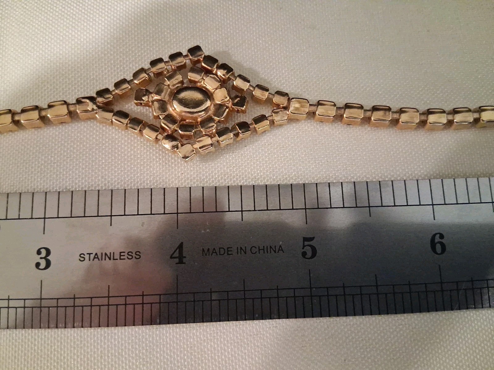 Vintage ArtDeco Style Topaz Amber Color Rhinestone Cocktail Tennis Bracelet