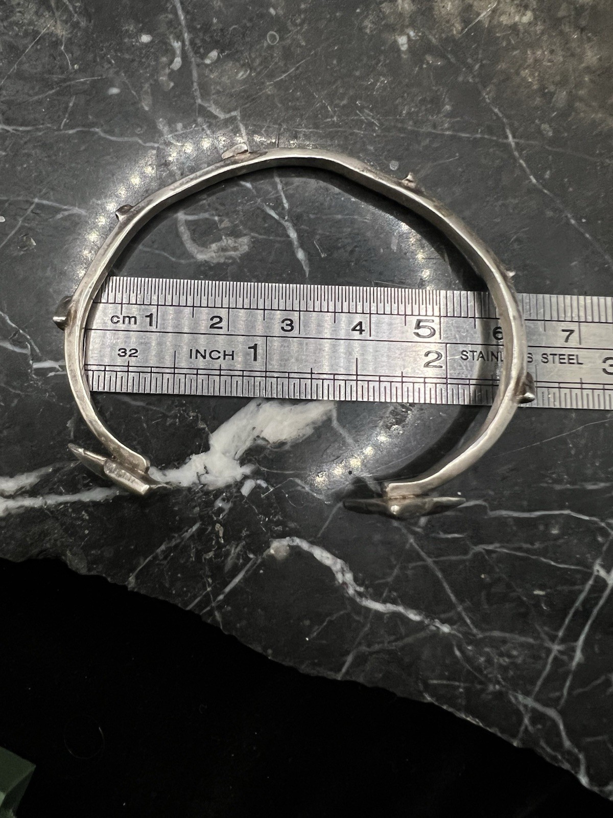 Vintage Modernist Sterling Silver Artisan Studio Abstract Cuff Bracelet 925 11g