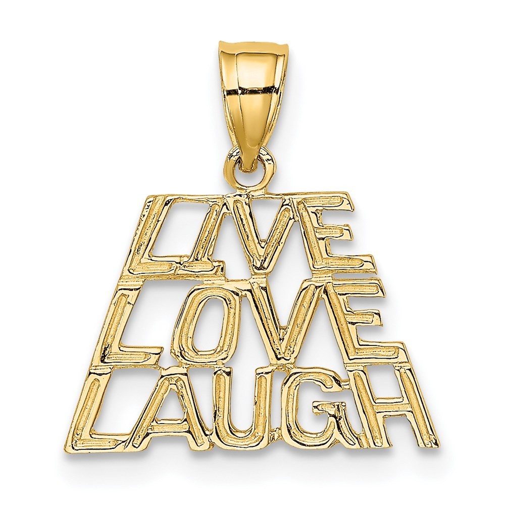 14K Yellow Gold LIVE LAUGH LOVE Fancy Charm Pendant L-11.09mm, W-16.15mm