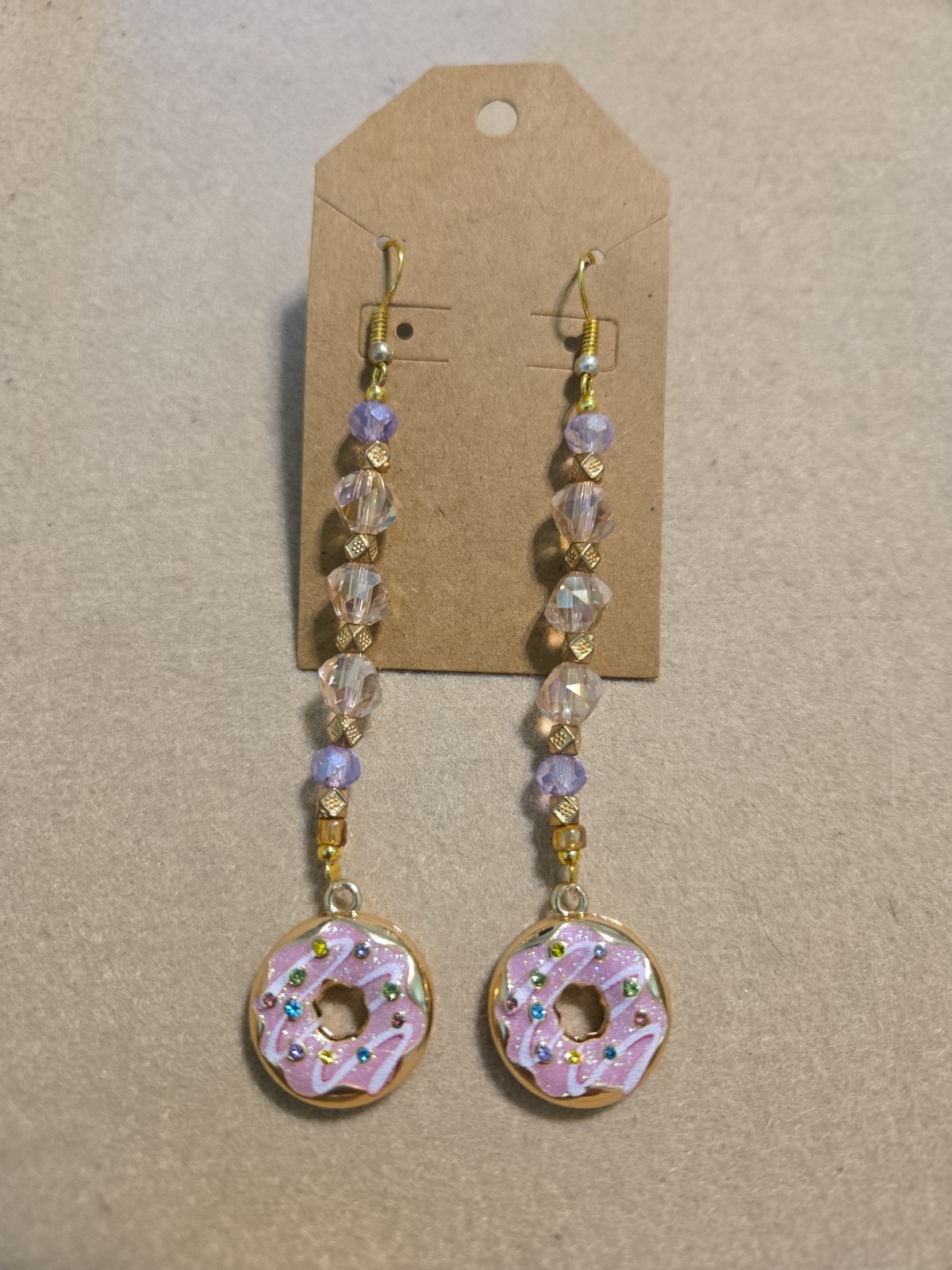 Handmade By JADE – Custom JEWELRY – Pink + Gold + Donuts – Stainless Steel