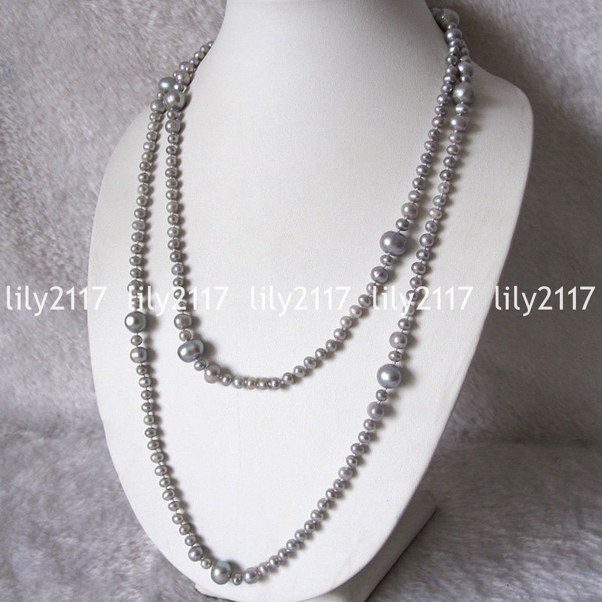 Natural 6-12mm Akoya Gray White Black Freshwater Culture Pearl Necklace 28-100”