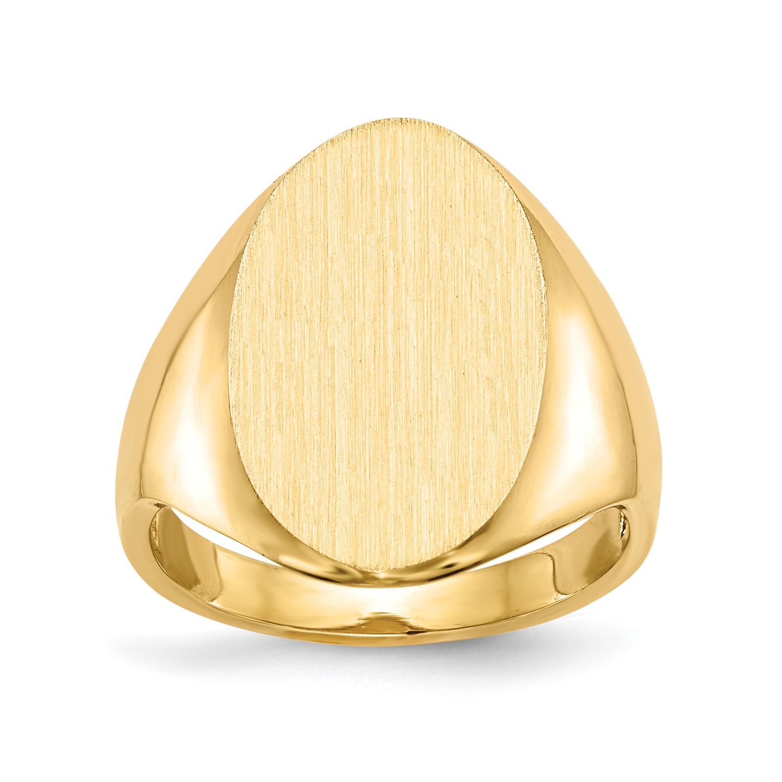 14k Yellow Gold 12.0×17.0mm Oval Open Back Signet Ring – Size 7 Mens Womens