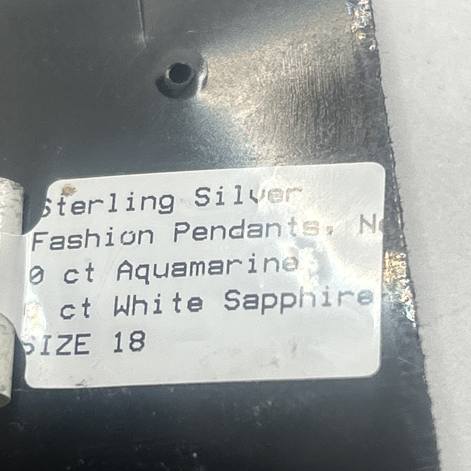NEW Aquamarine and white sapphires Pendant Necklace 18″ Sterling Silver, 925