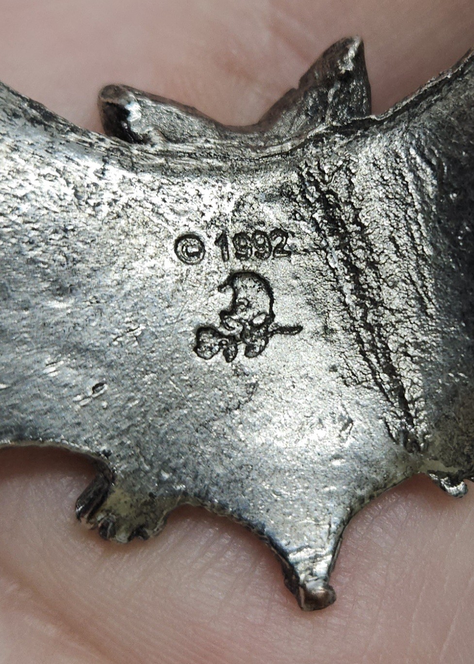Vintage Bat Pendant Necklace Gothic The Alchemy Carta 1992 England 24″