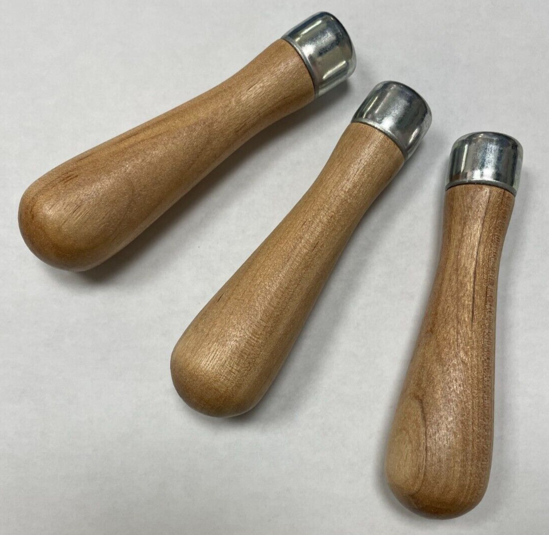 GROBET LUTZ SKROO-ZON WOOD FILE HANDLE #4 FOR 6″-8″ FILES -SET OF 3