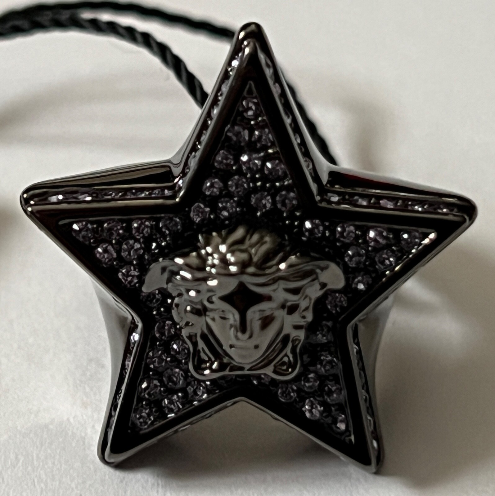 NIB Versace Medusa Logo Star Galaxy Purple Crystal Ruthenium Ring 15 US 7 $695
