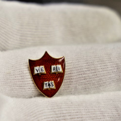 Vintage 14k Enamel Harvard Pin by Bent & Bush 2.82 Grams