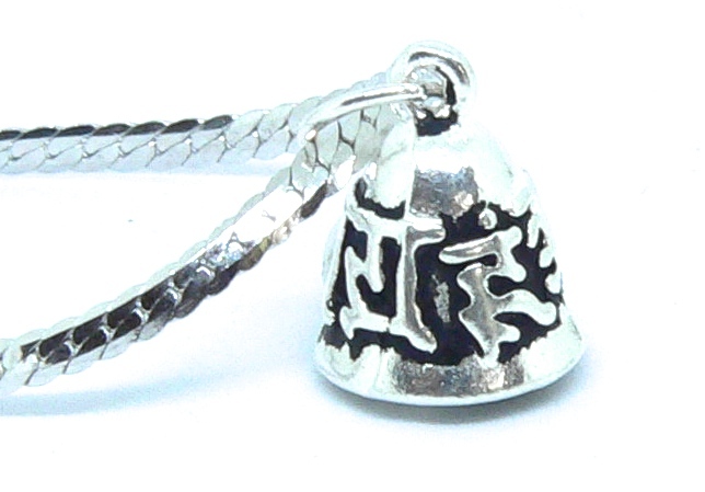 Tibetan Hand Made Silver OM Bell Pendant on Silver Chain, Yoga Zen, USA seller!