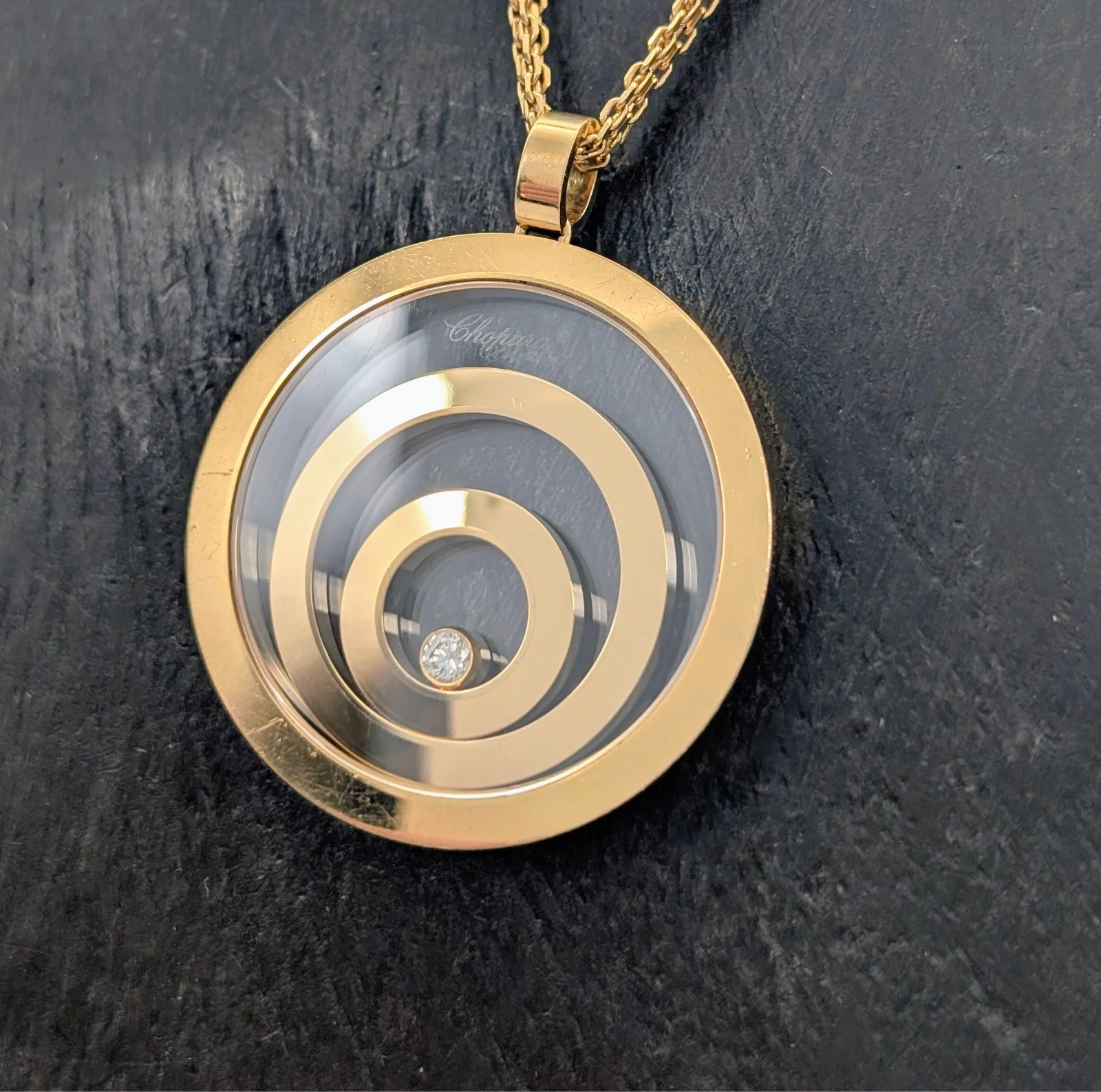Chopard Happy Spirit Brilliant Pendant Necklace 60cm Yellow Gold 750/18K -33.30g #2019