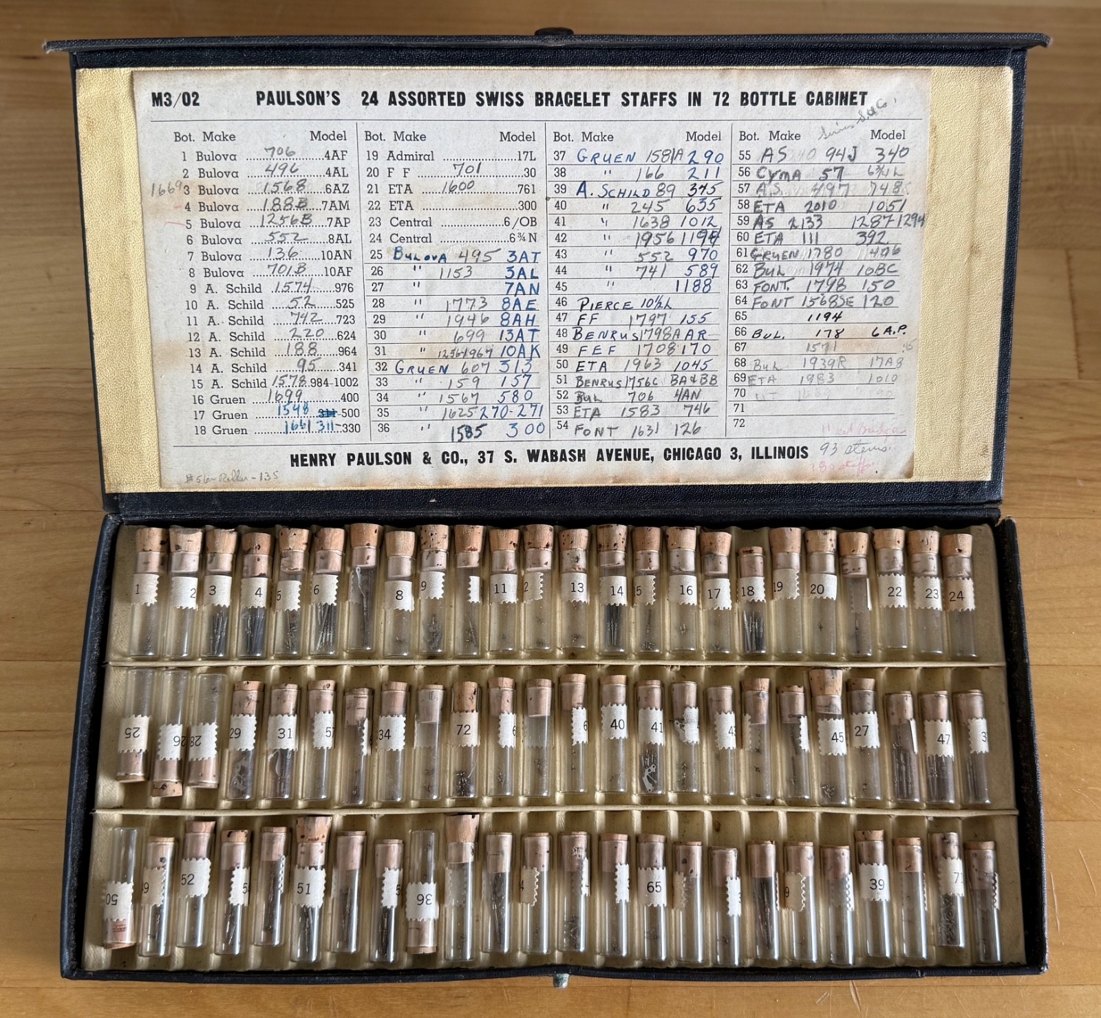 Vintage Henry Paulson & Co 72 Bottle Swiss Bracelet Staff Assortment Watch Parts