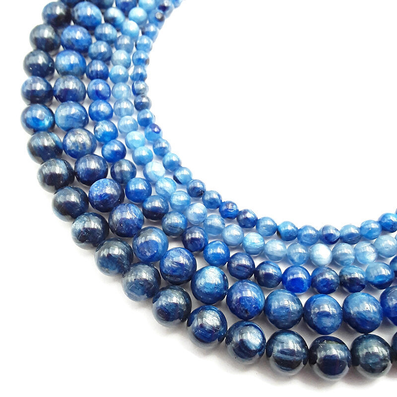 Natural Blue Kyanite Smooth Round Beads 5mm 6mm 8mm 9mm 10mm 15.5″ Strand