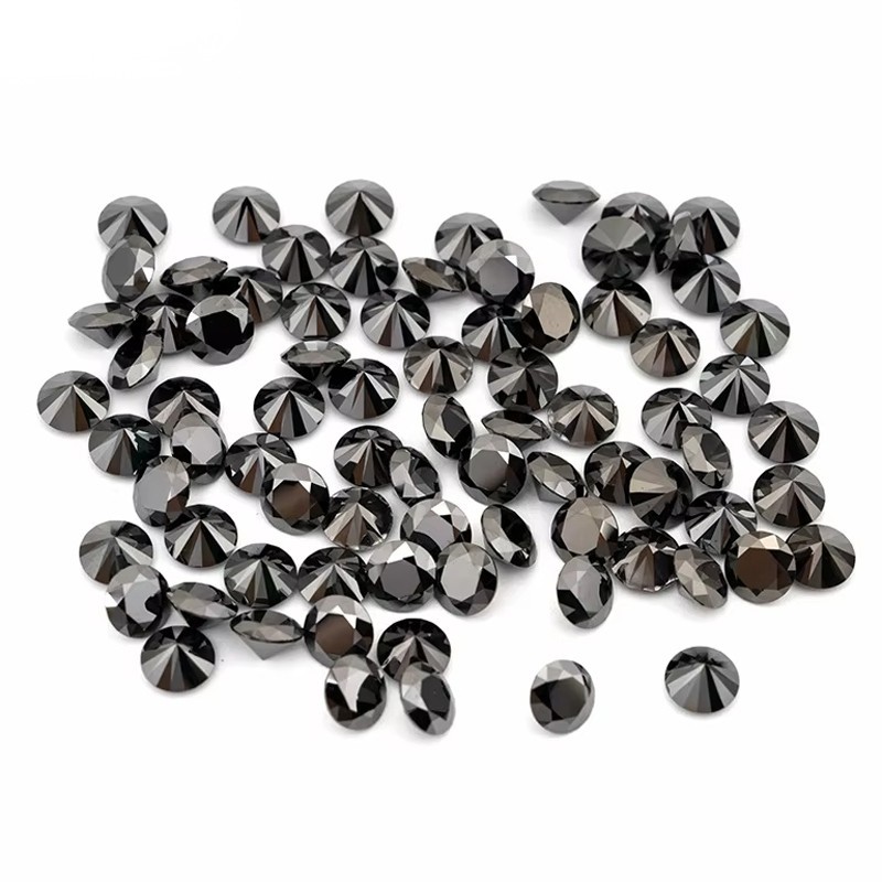 3-6.5mm 1/5/10pcs D Color Round Black Loose Moissanite Real Gemstone Pass Tester