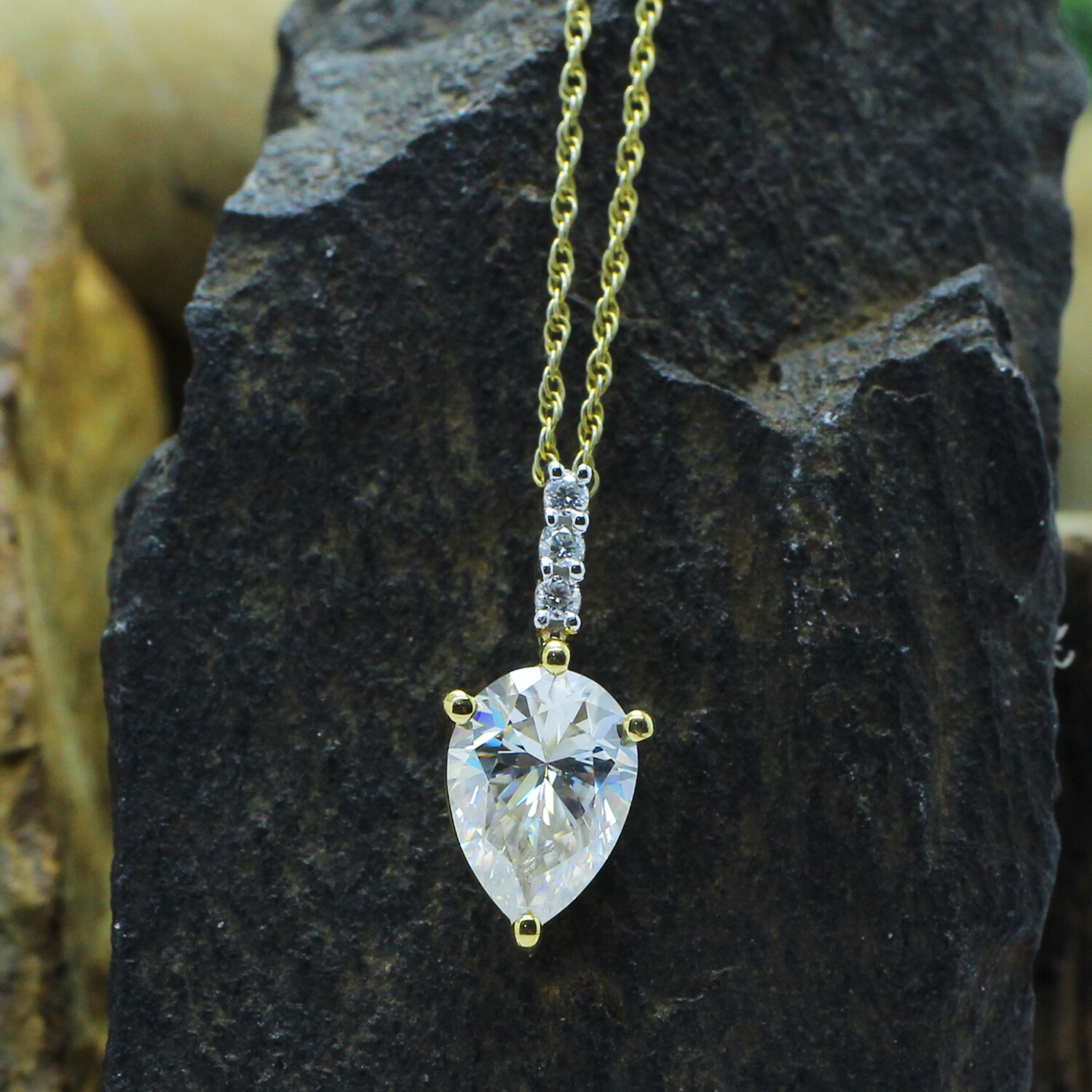 1.90ct Pear Moissanite 10X7MM Solitaire Pendant Necklace in Sterling Silver