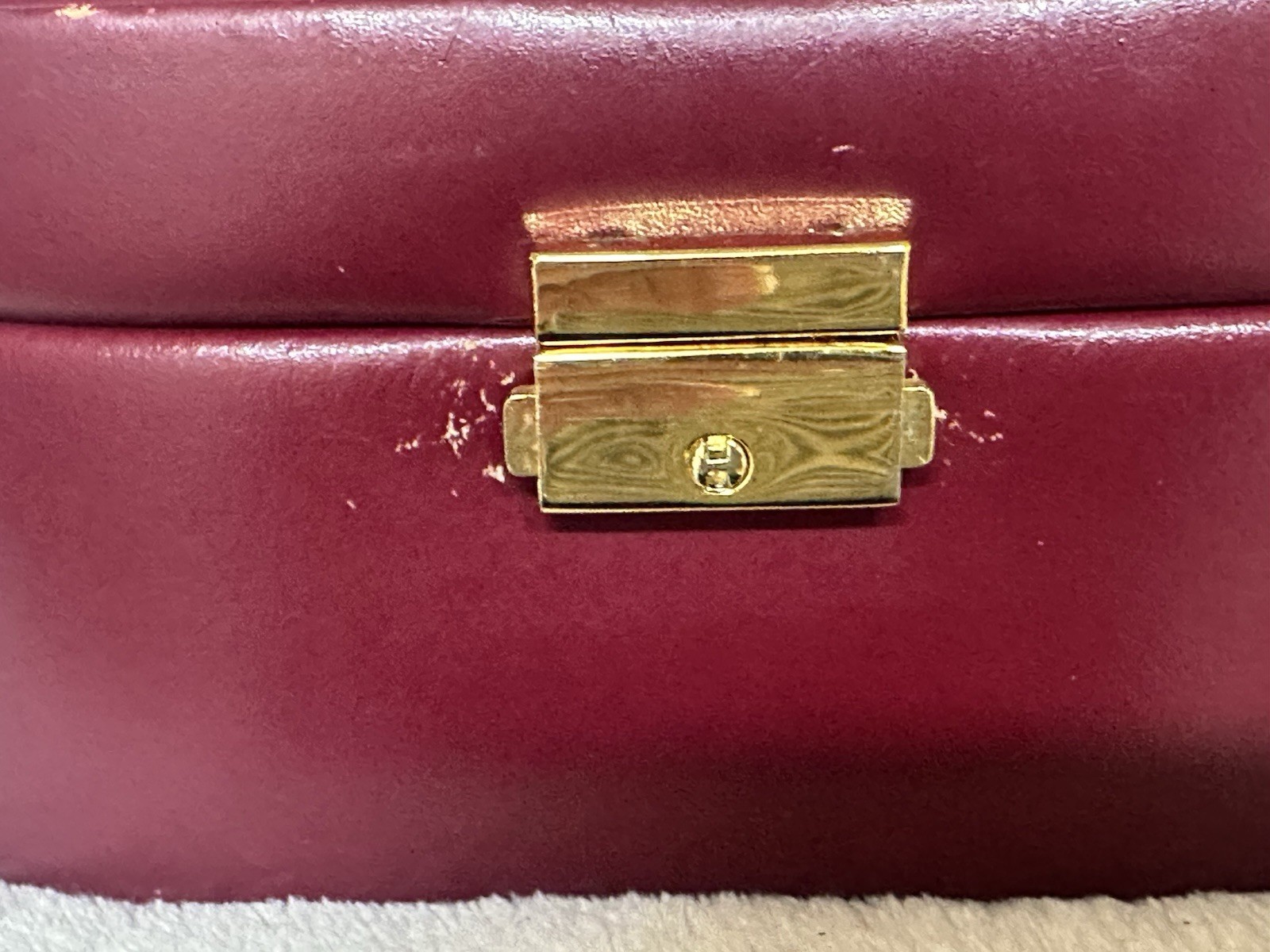 Burnt Red Faux Leather Jewelry Box w/ Velvet Lining &Multiple Compartments