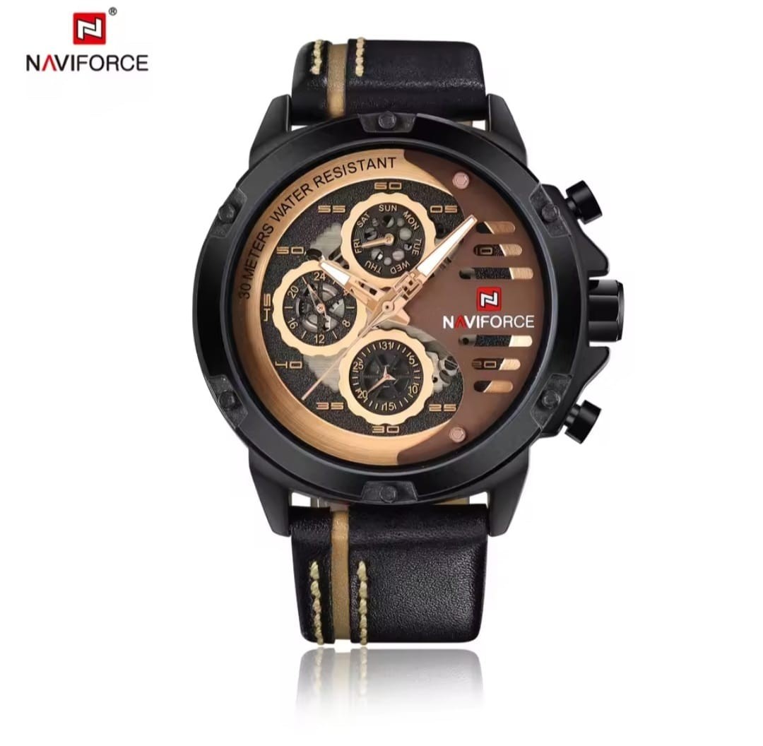 Naviforce Stylish Chronograph Watch in Leather for Men