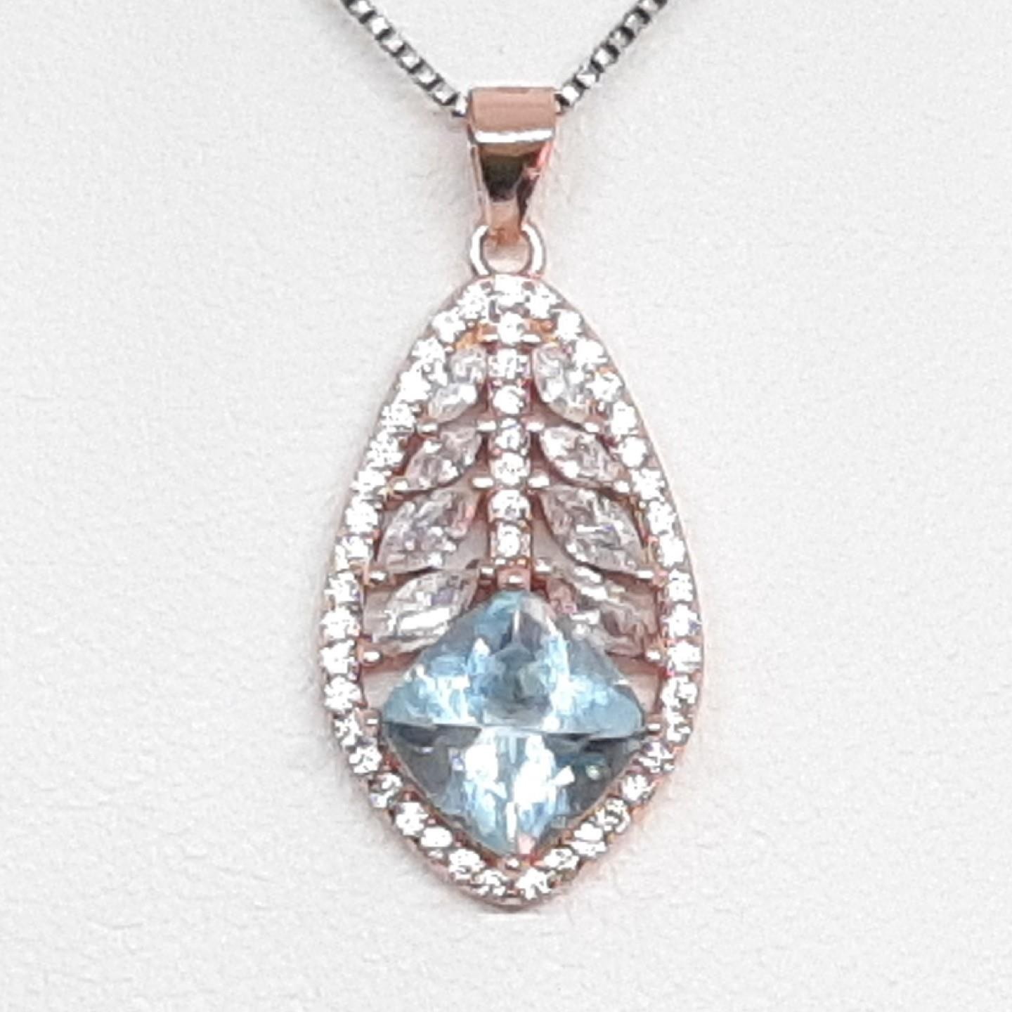 World Class 2.30ctw Swiss Topaz & White Sapphire 14K Rose Gold 925 Pendant
