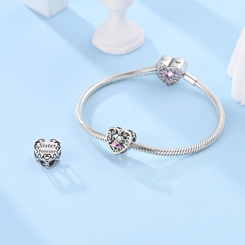 MULA 925 Sterling Silver Retro DIY Charm Forever Sisters For Women Bracelet