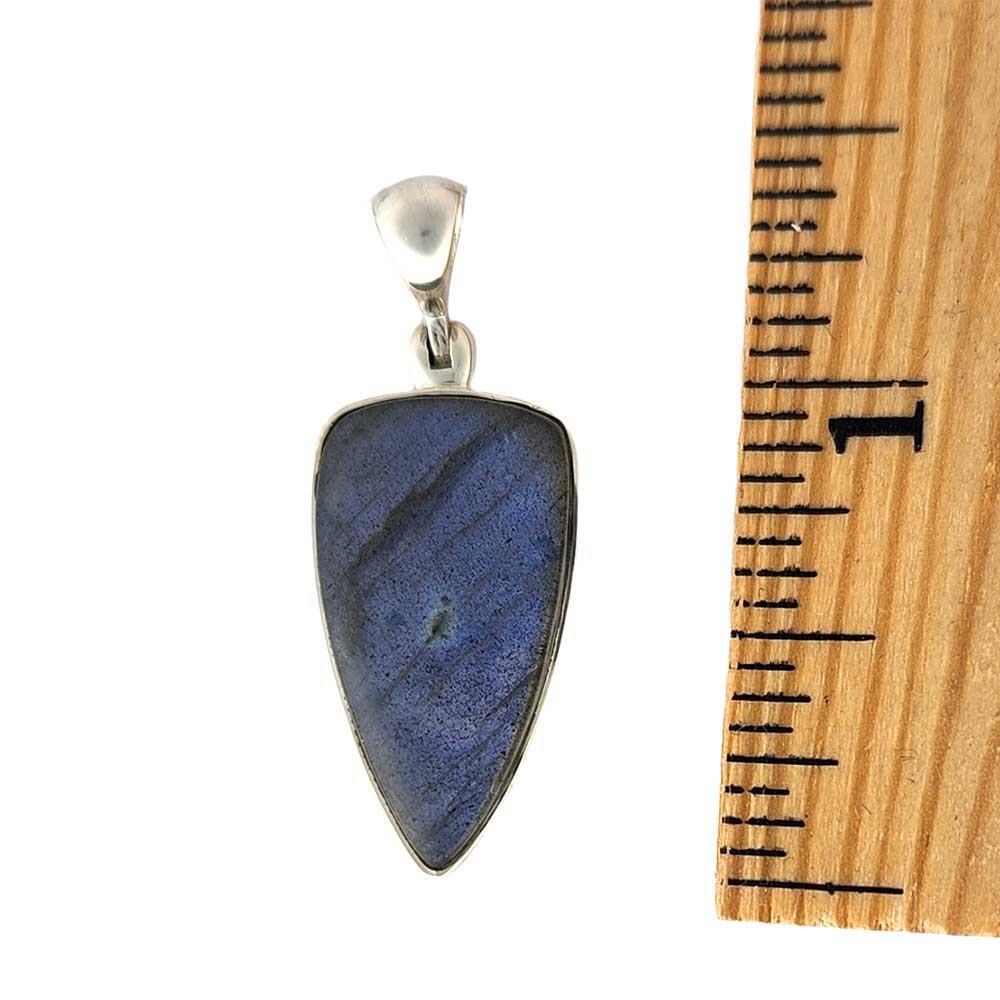 Triangular Shaped Gray Blue Flash Labradorite Sterling Silver Pendant Jewelry