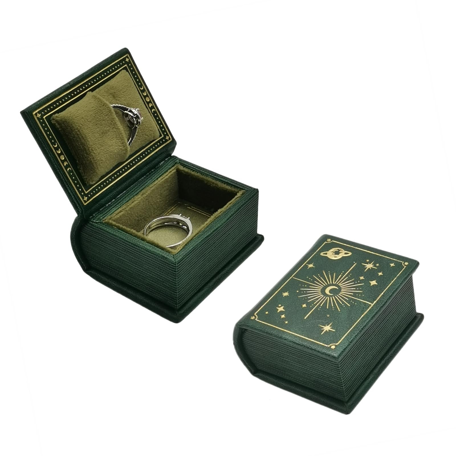 Book Shaped Ring – Vintage Engagement Ring with Hinged Lid for Proposal Engag…