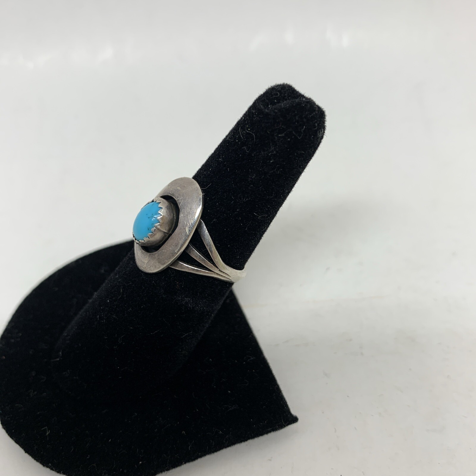 VTG Navajo Ring 925 Silver Turquoise Size 6.5 Signed Sharon Cisco 1980s 3 grams