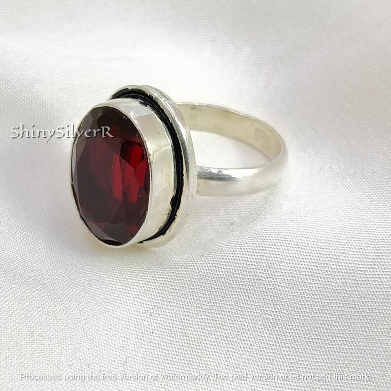 Boho Garnet Ring 925 Sterling Silver, January Birthstone Jewelry, HandmaAll size