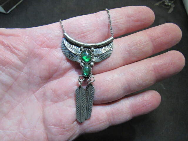 native American Sterling Silver Sharon Cisco Pendant Feather