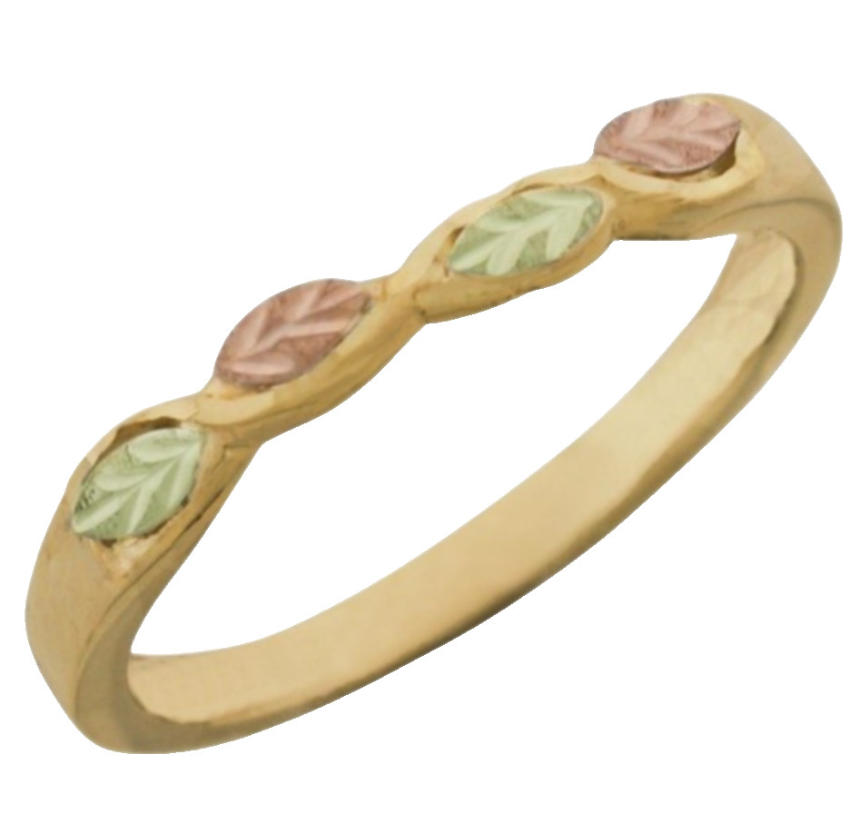Black Hills Gold 10k Four Leaf Ladies Band Ring Size 6 1/2
