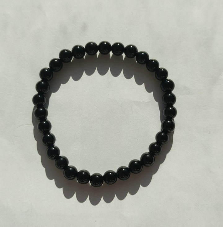 Gemstone Bracelet Genuine Black Quartz Beads 6mm New Men and Women