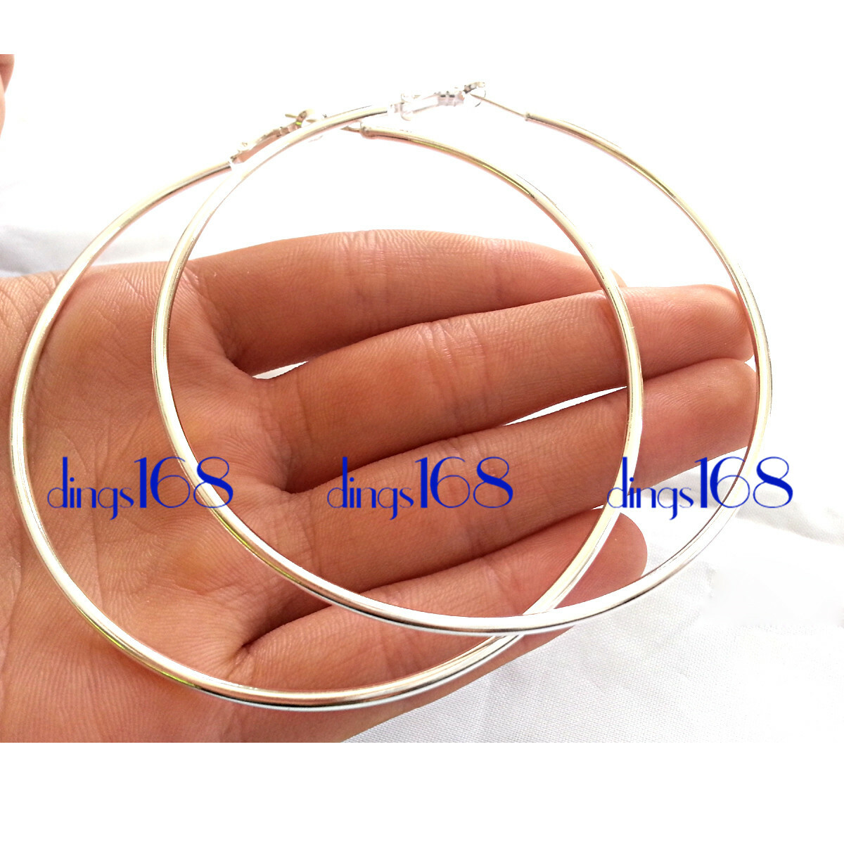 925 Sterling Silver HypoAllergenic 100mm Very Large Thin Tube Hoop Earrings E2F