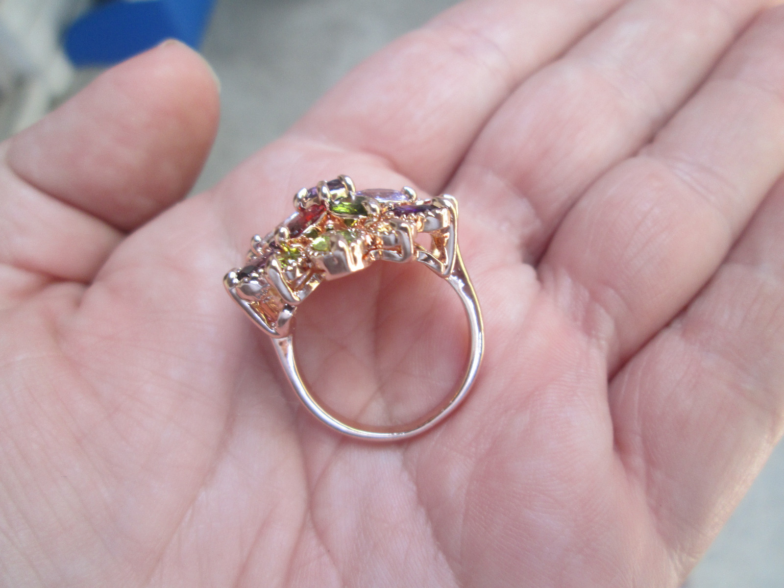 Multicolor AAA Swiss Zircon 18k Rose Gold Plated Ring