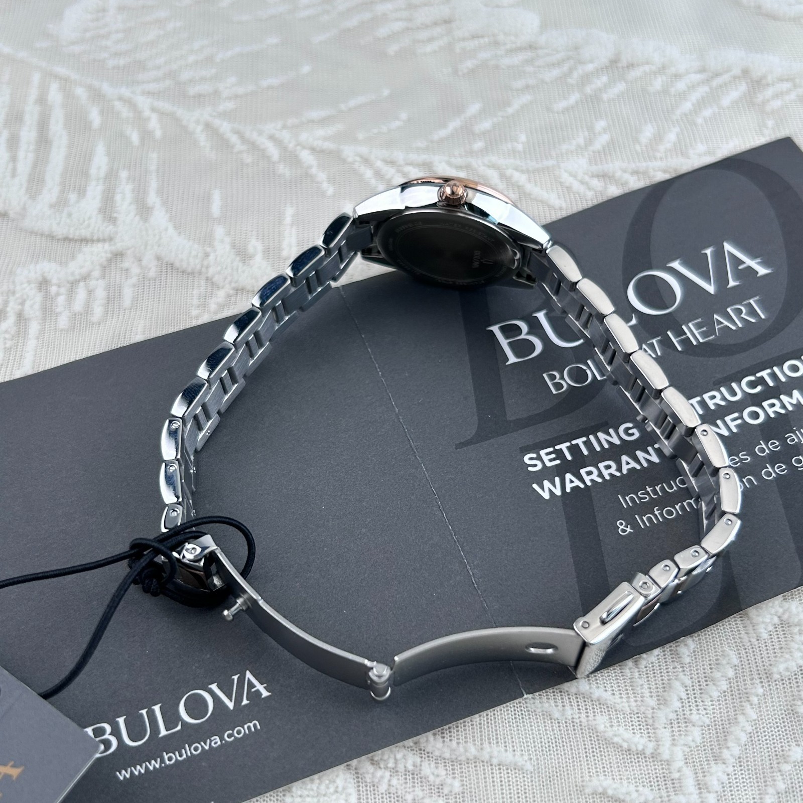 Bulova Sutton Diamond White/Rose Gold Dial 98P200 Women’s Quartz Watch 28MM