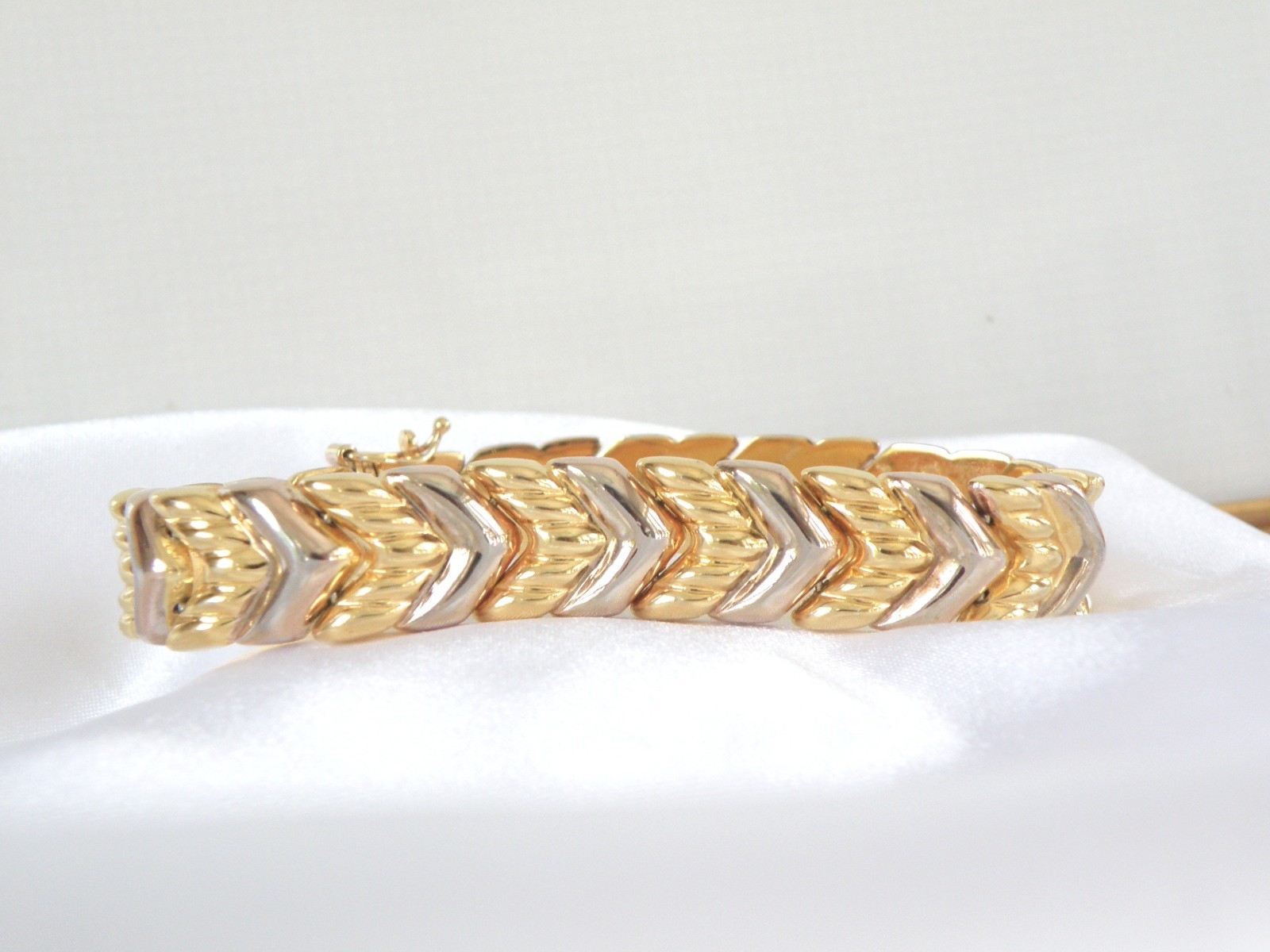 Vintage Milor Italy Sterling Silver 925 Gold on Spiga Wheat Link Bracelet 7.5″