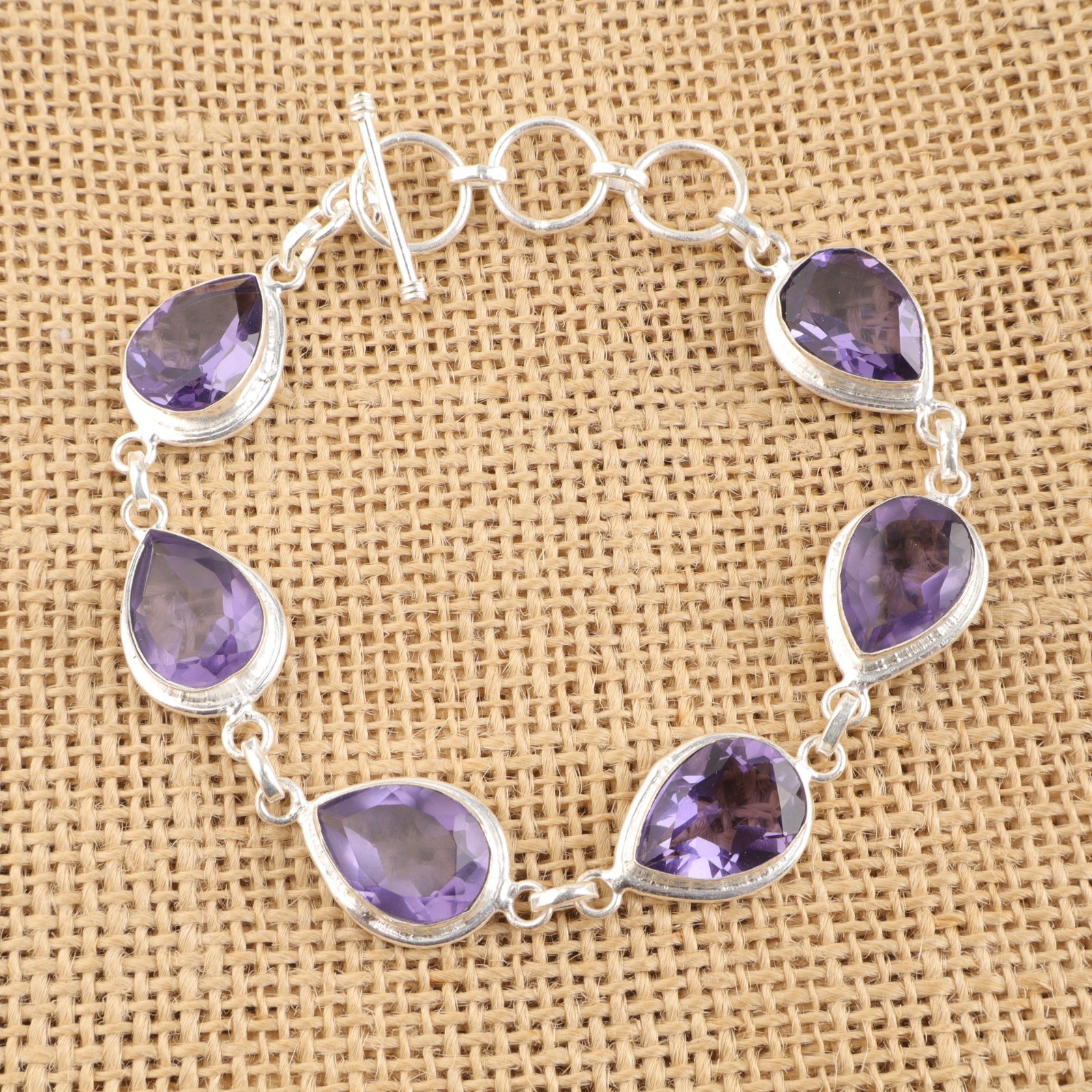 Deep Blue Iolite Bracelet 925 Sterling Silver Handmade Violet Gemstone Jewelry