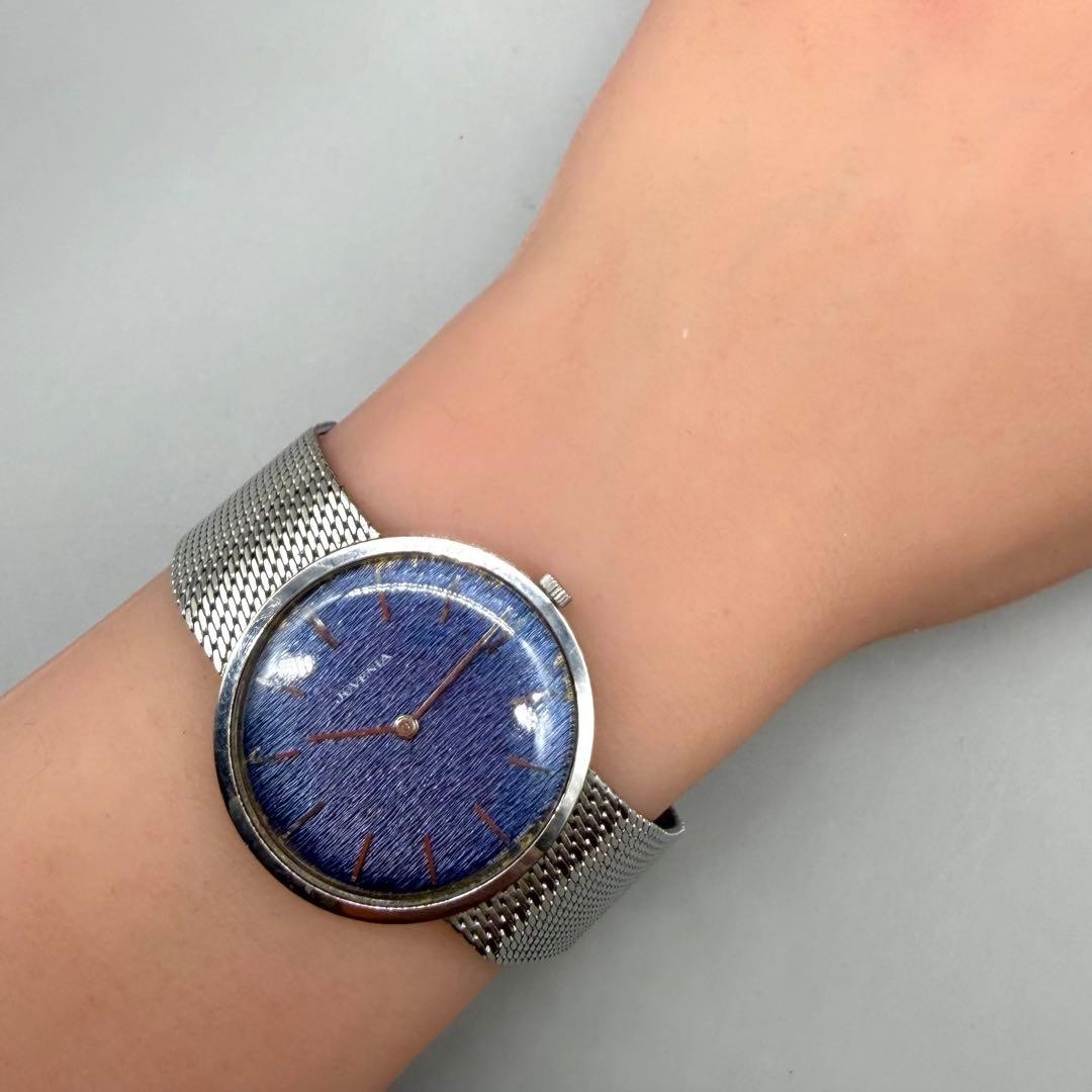 JUVENIA Blue Sea Ultra Slim Dress Watch Hand Wind Silver