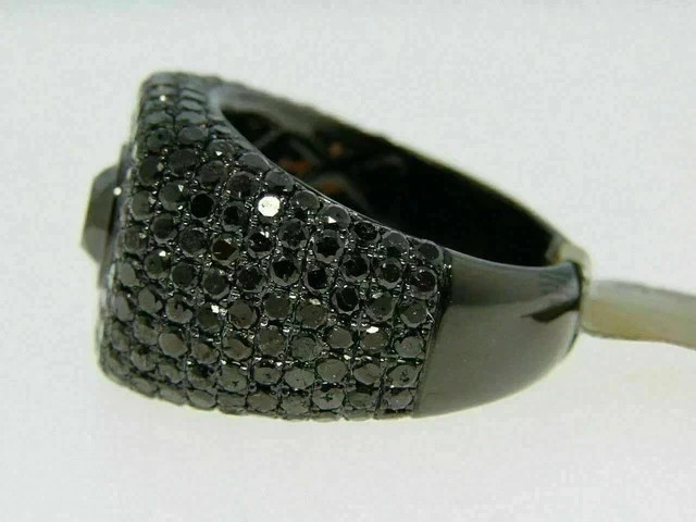 3CT Round Lab Created Black Diamond Men’s Pinky Band Ring 14K Black Gold Plated