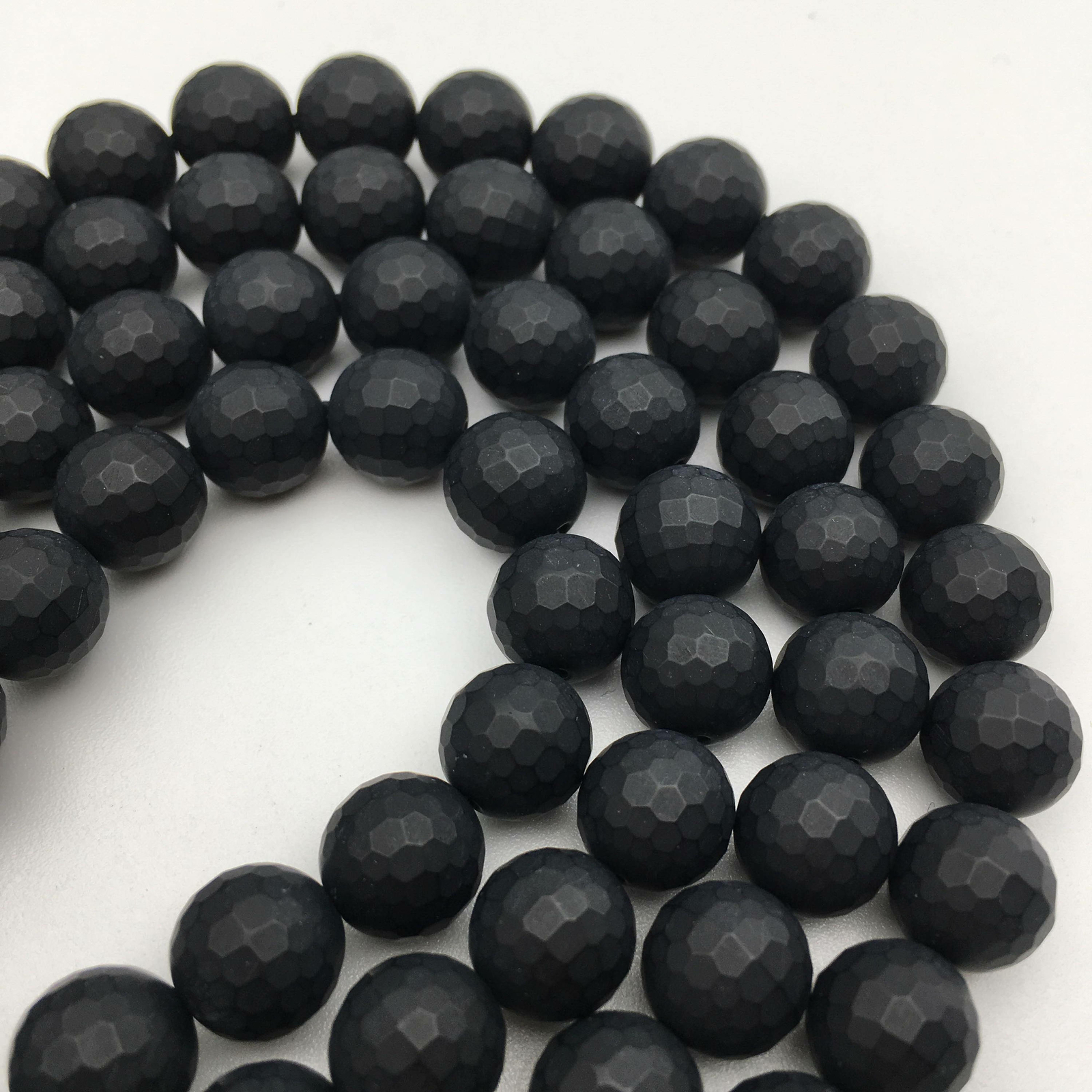 Black Onyx Faceted Matte Round Beads 4mm 6mm 8mm 10mm 12mm Approx 15.5″ Strand