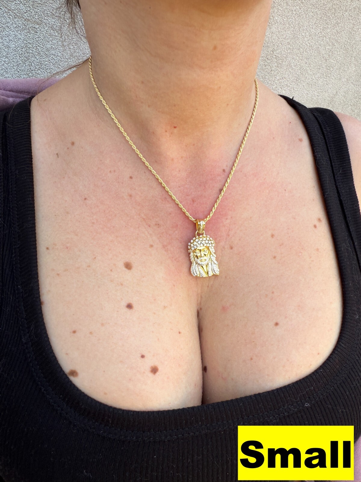 Real MOISSANITE Kufi Jesus Piece Biggie Smalls Tito Pendant 14k Gold Over Silver