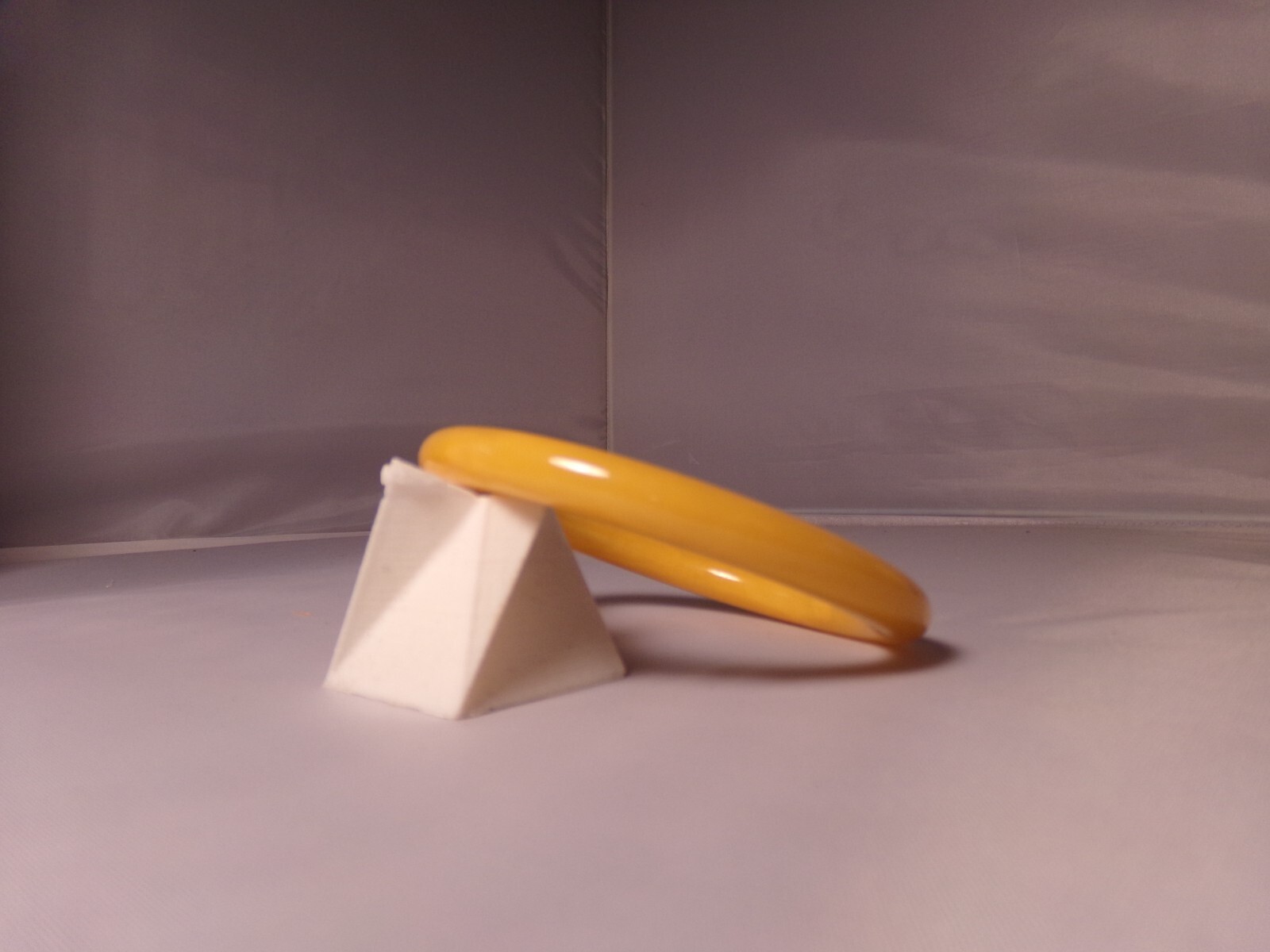 Vintage Mustard Yellow & White Marbled Plastic Bangle Bracelet