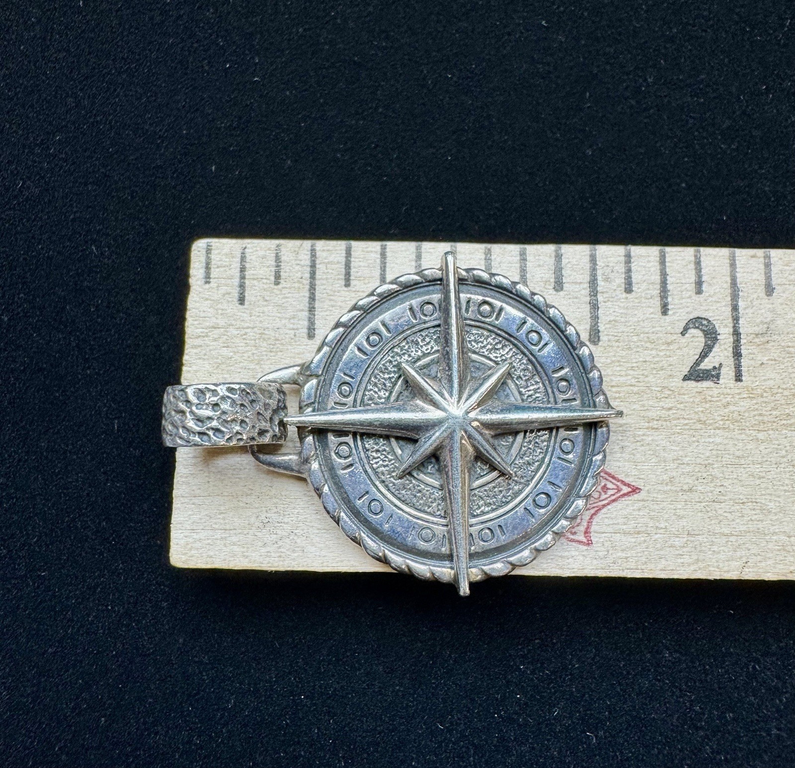 Sterling Silver Compass Pendant for Necklace Signed C&C 925