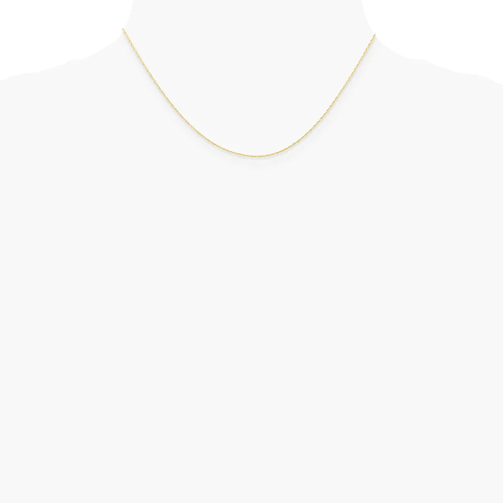 10K Yellow Gold .6 Mm Carded Cable Rope Chain Necklace 16″-24″
