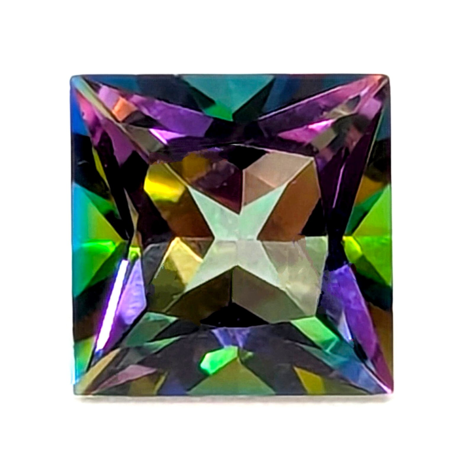Natural Fine Rich Mystic Green Topaz Square Princess AAA – VIDEO