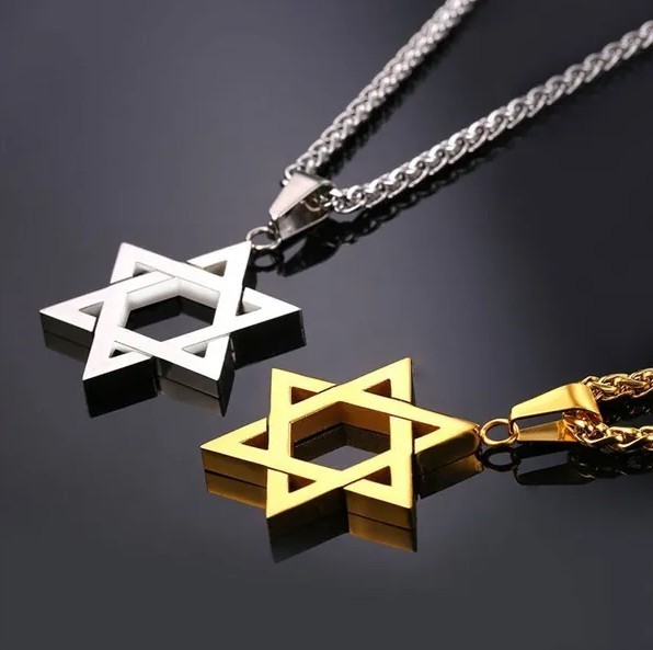 Star of David Necklace Jewish Hexagram Pendant Stainless Steel Unisex